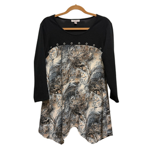 Roz & Ali Black and Cream Patterned Tunic